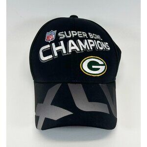Reebok Green Bay Packers Super Bowl XLV Champions Black Cap Hat Flex Fit NWOT